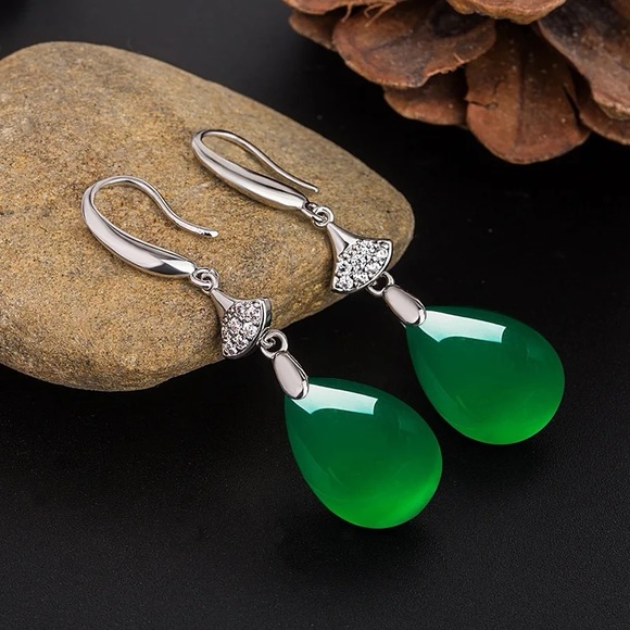 Jade Earrings, Genuine Jade Earrings, Dangle Earrings For Women,  Drop Earrings - Picture 2 of 6